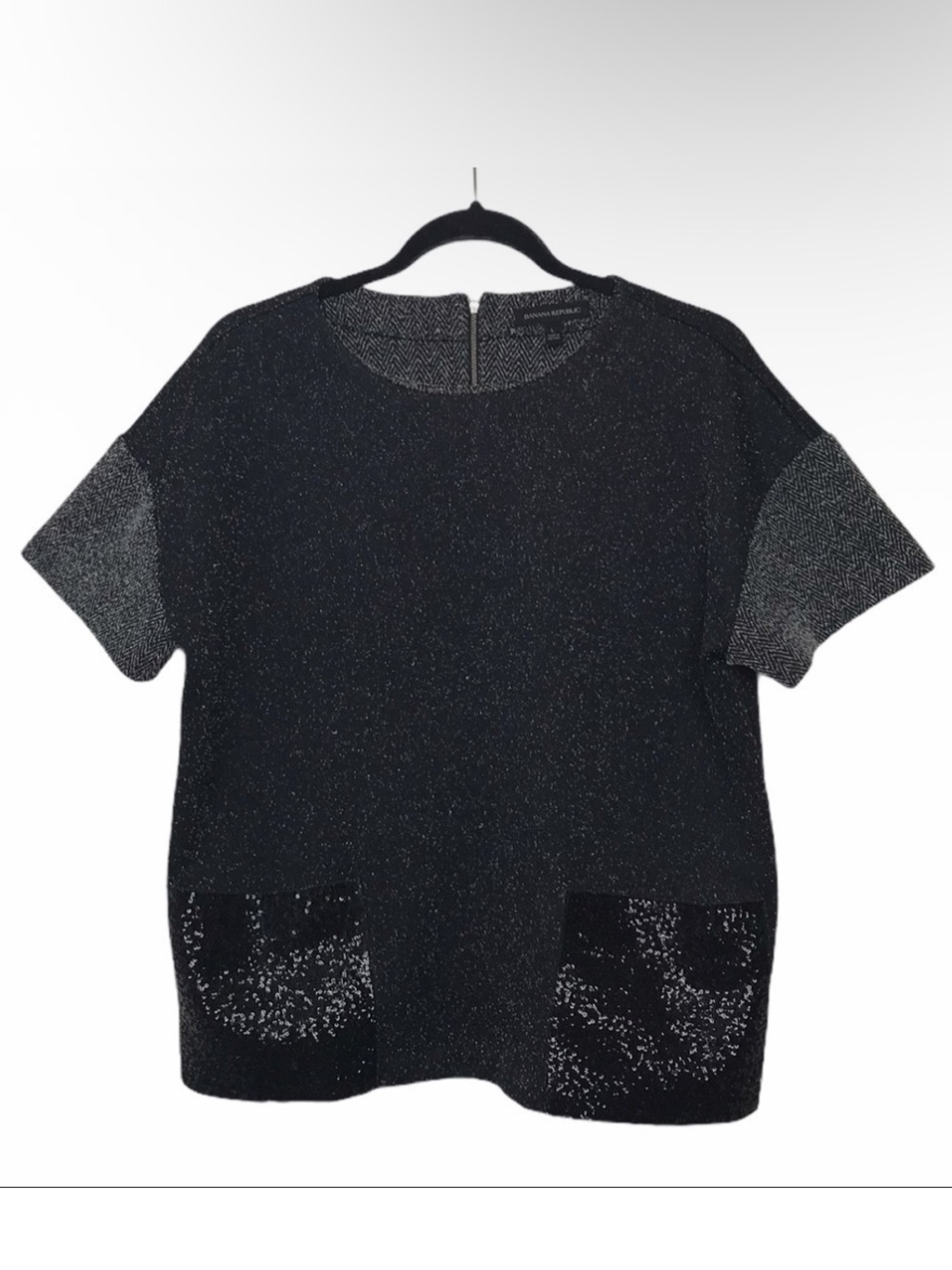 Banana Republic Herringbone Sequin Pocket Top